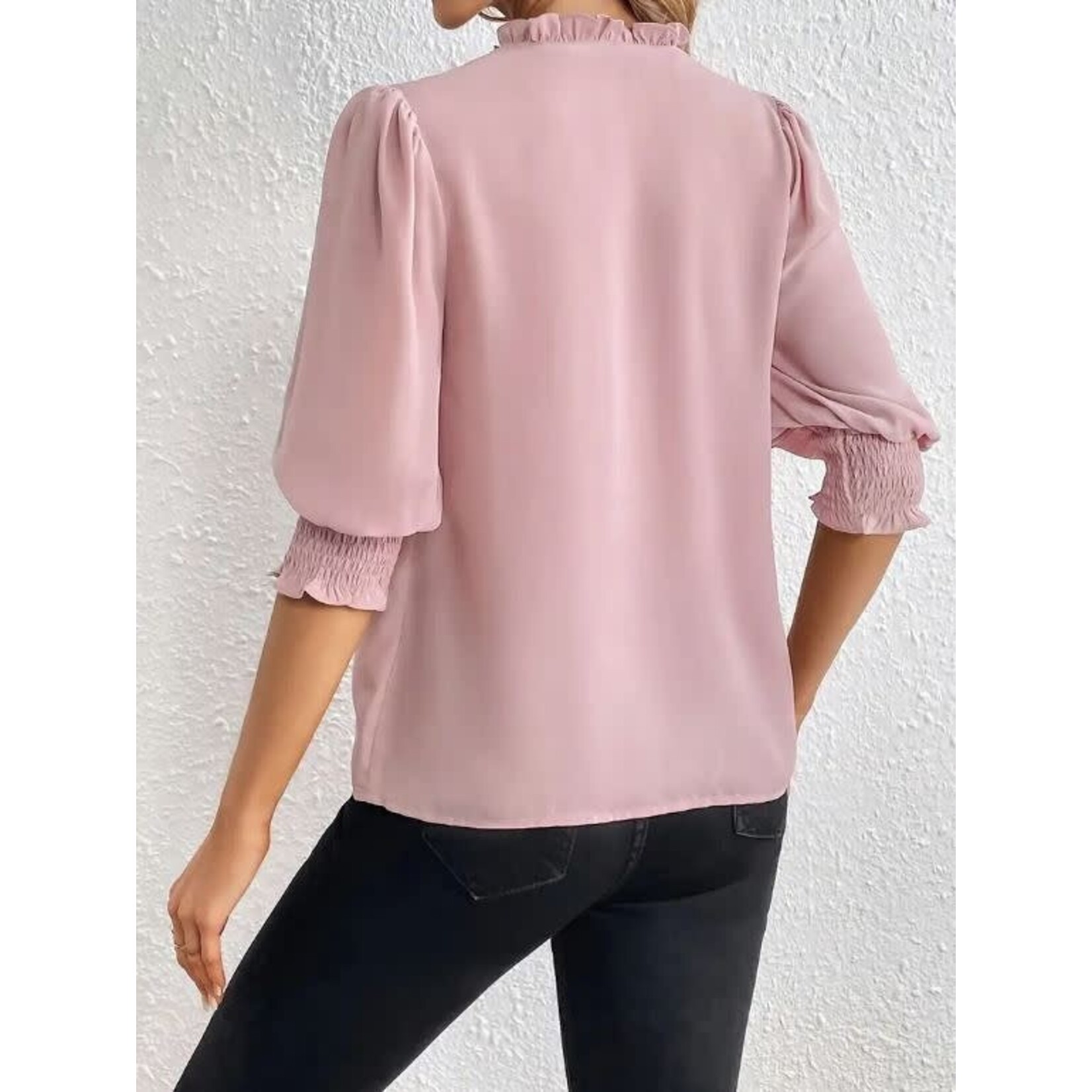 GGS Diana Smocked Sleeve Blouse Pale Pink