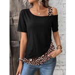 GGS Melissa Leopard Detail Cold Shoulder Top Black