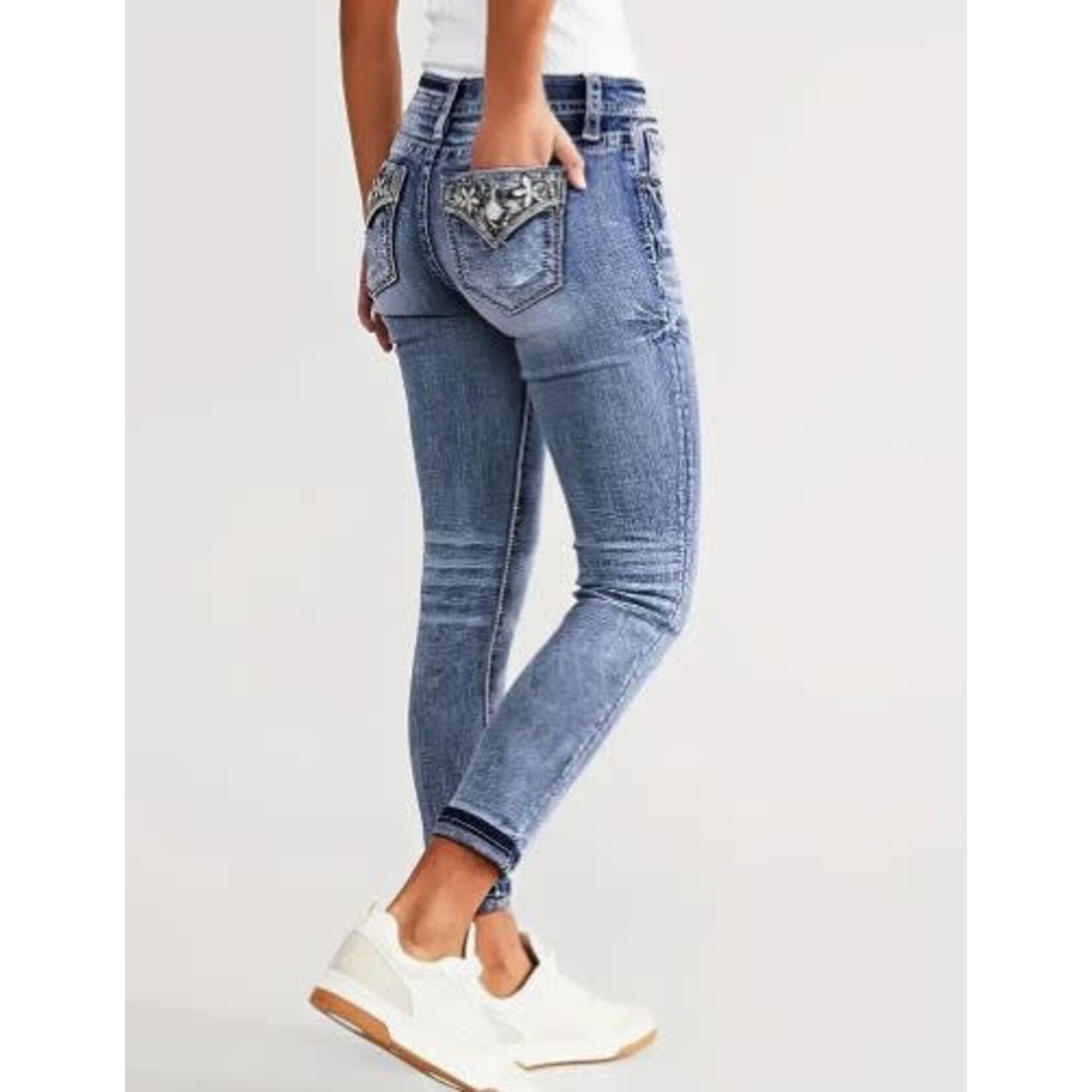 GGS Eden Embroidered Ankle Jean Med Wash