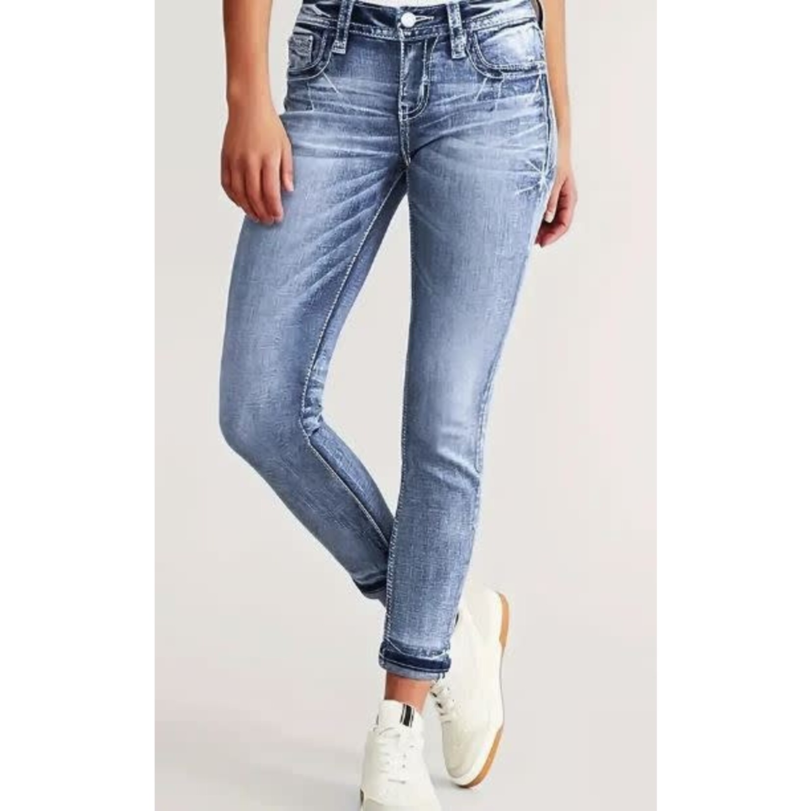 GGS Eden Embroidered Ankle Jean Med Wash