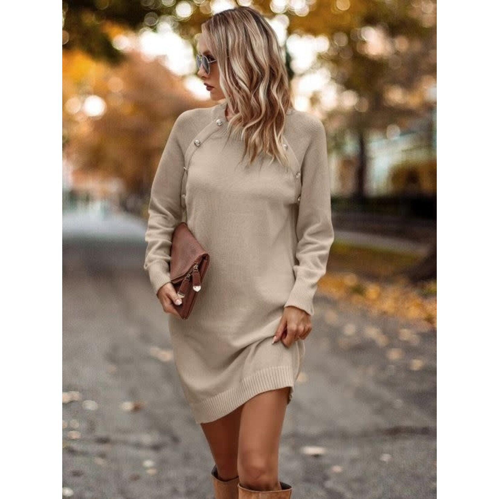 ePretty Shannon Button Detail Sweater Dress