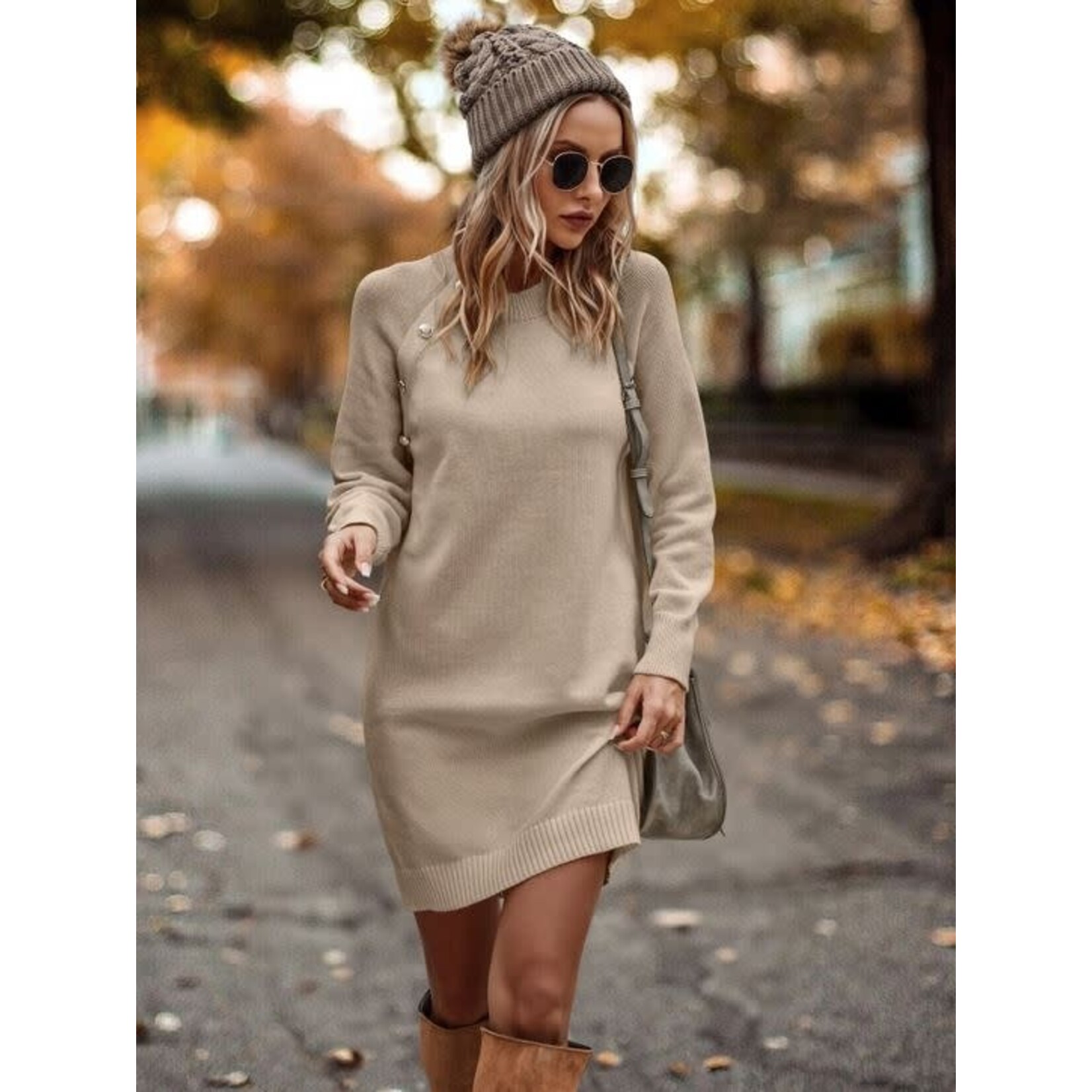 ePretty Shannon Button Detail Sweater Dress