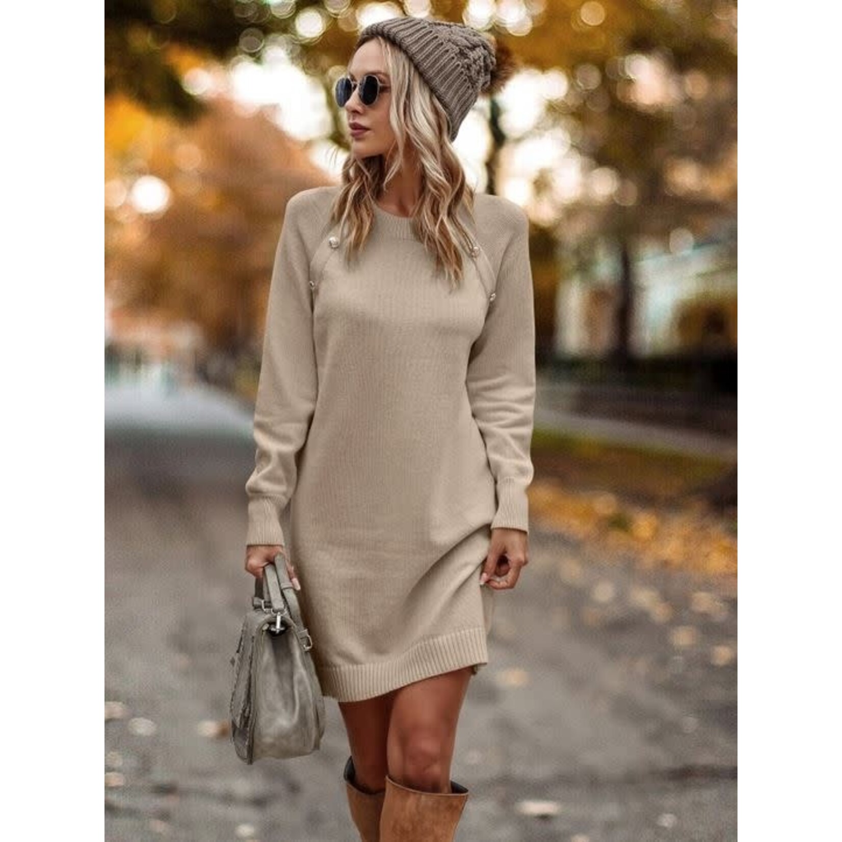 ePretty Shannon Button Detail Sweater Dress