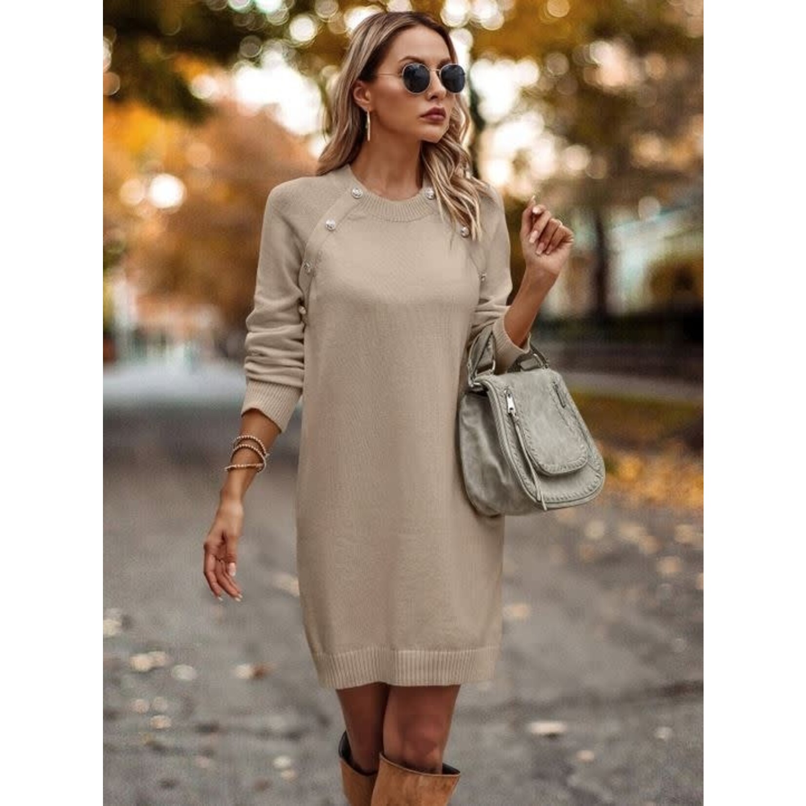 ePretty Shannon Button Detail Sweater Dress