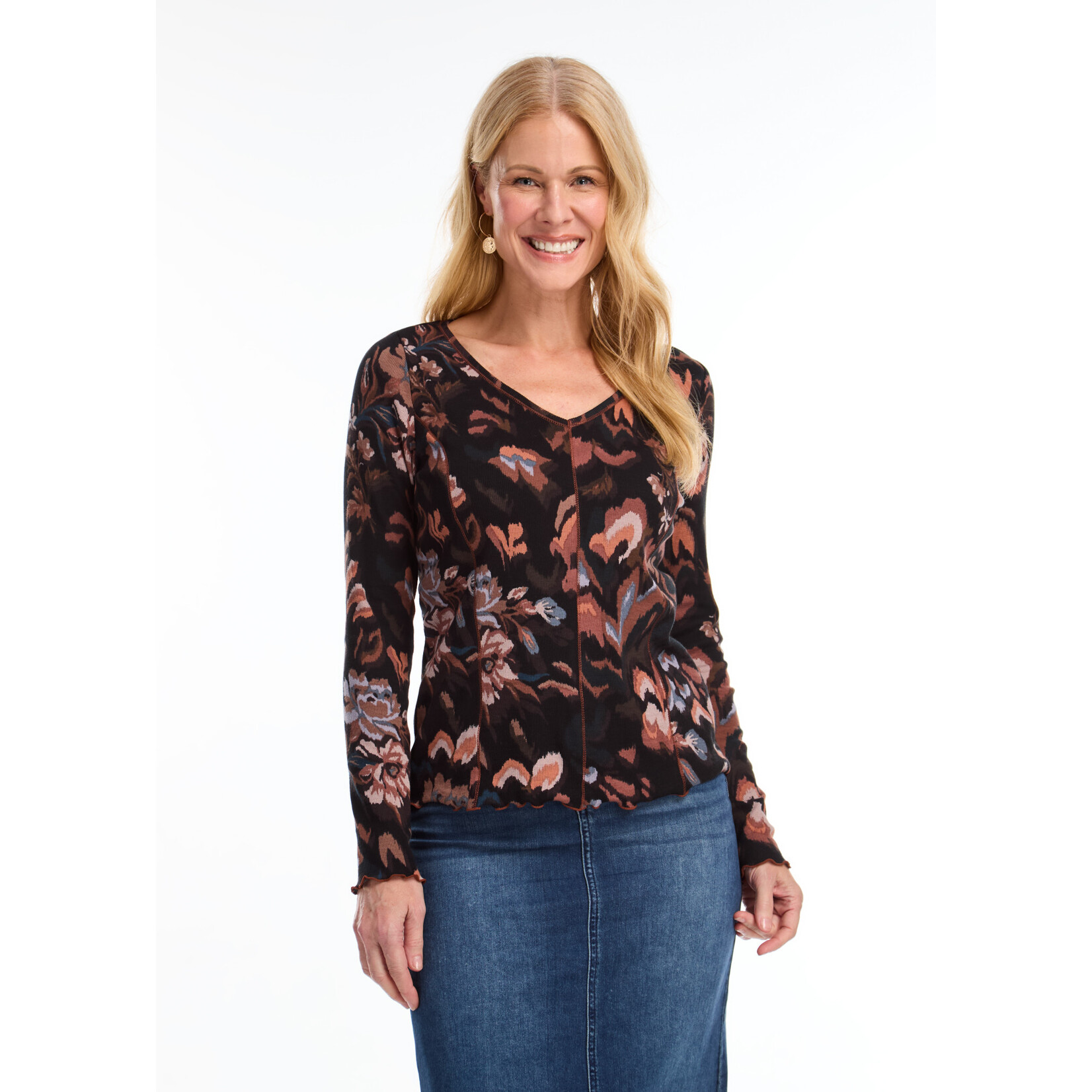 FDJ Long Sleeve V-Neck Top