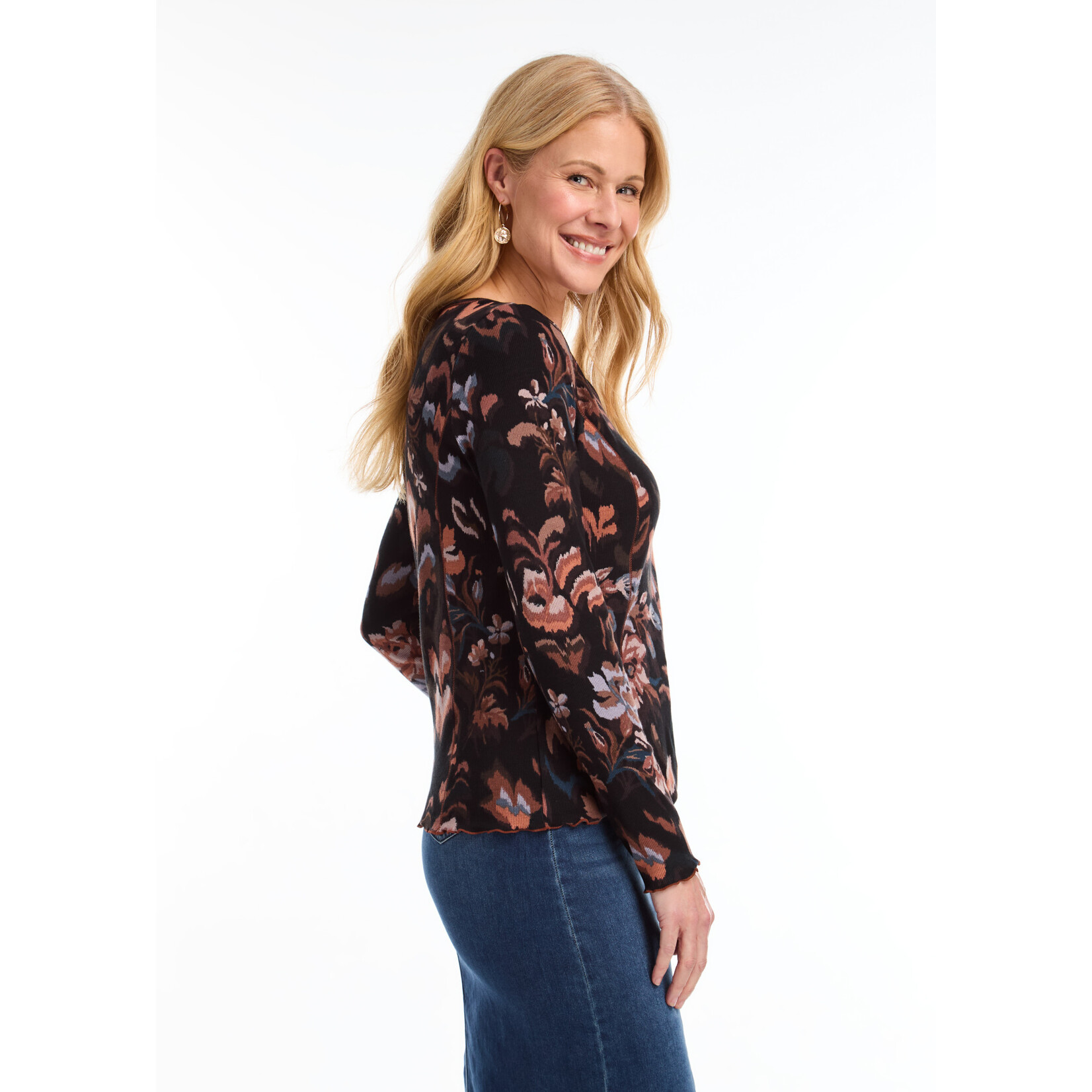 FDJ Long Sleeve V-Neck Top