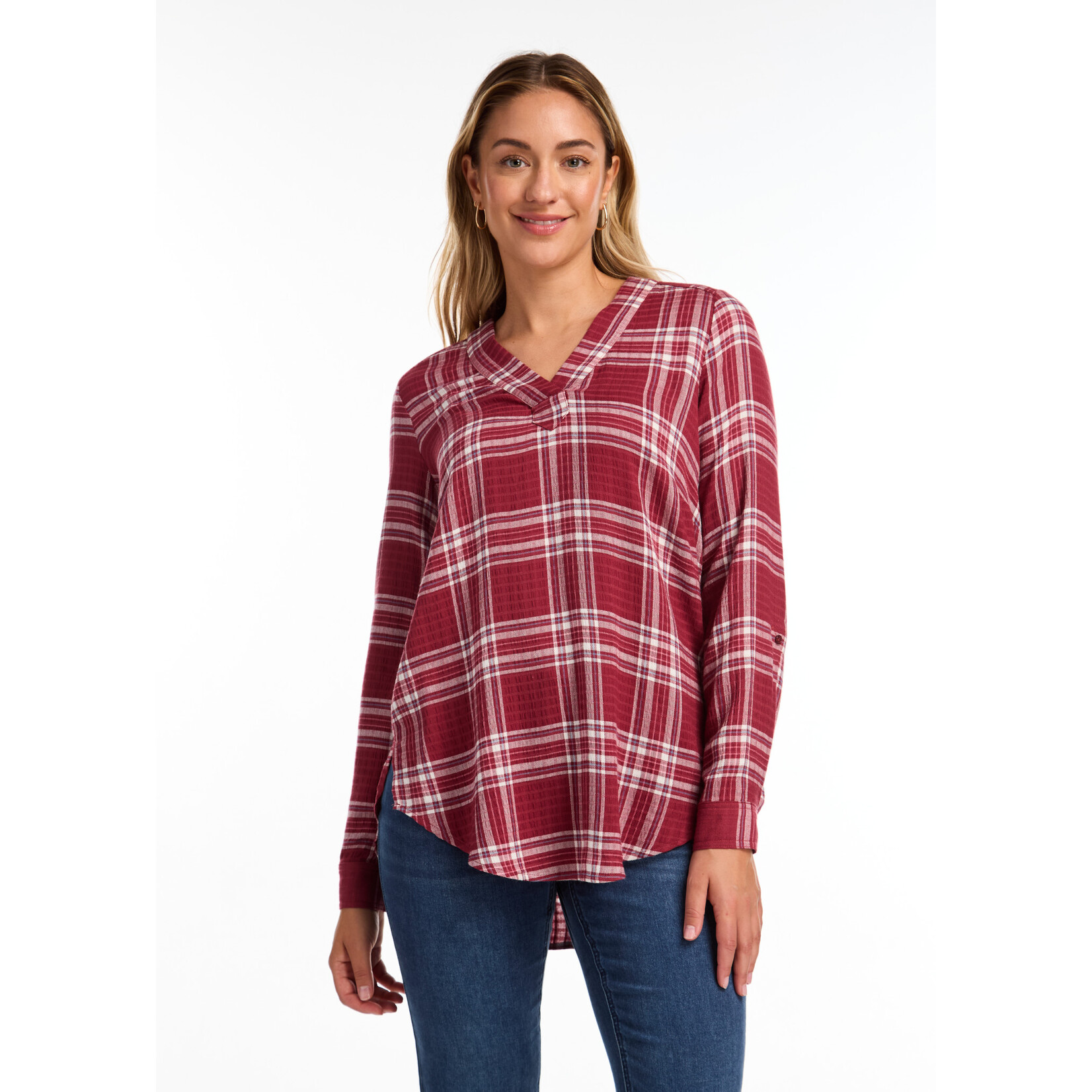 FDJ Popover Check Textured Tunic