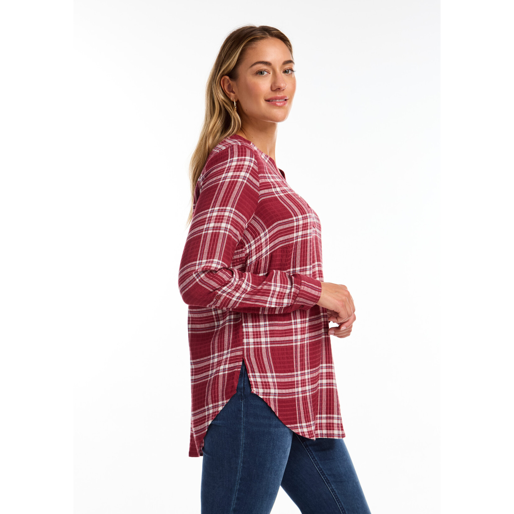 FDJ Popover Check Textured Tunic