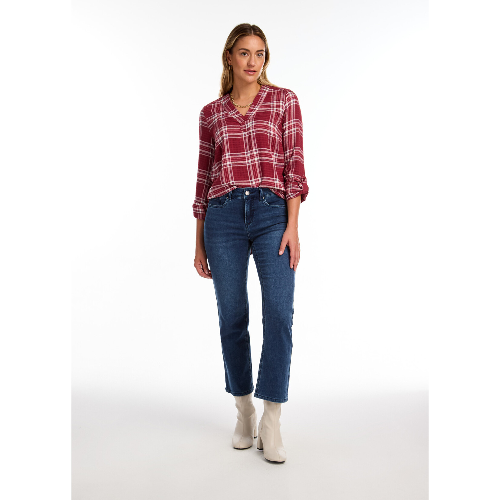 FDJ Popover Check Textured Tunic