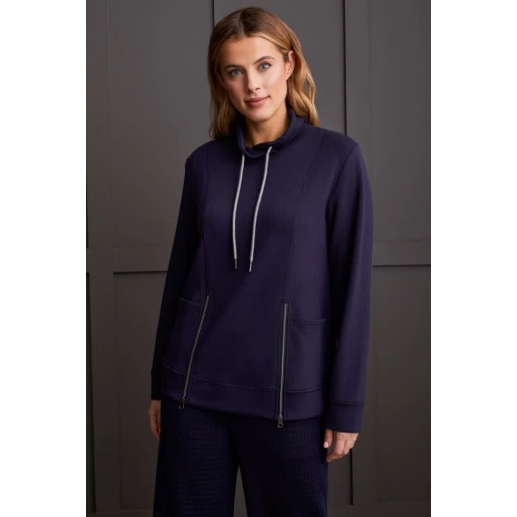 Tribal Funnel Neck Zip Detail Sweater