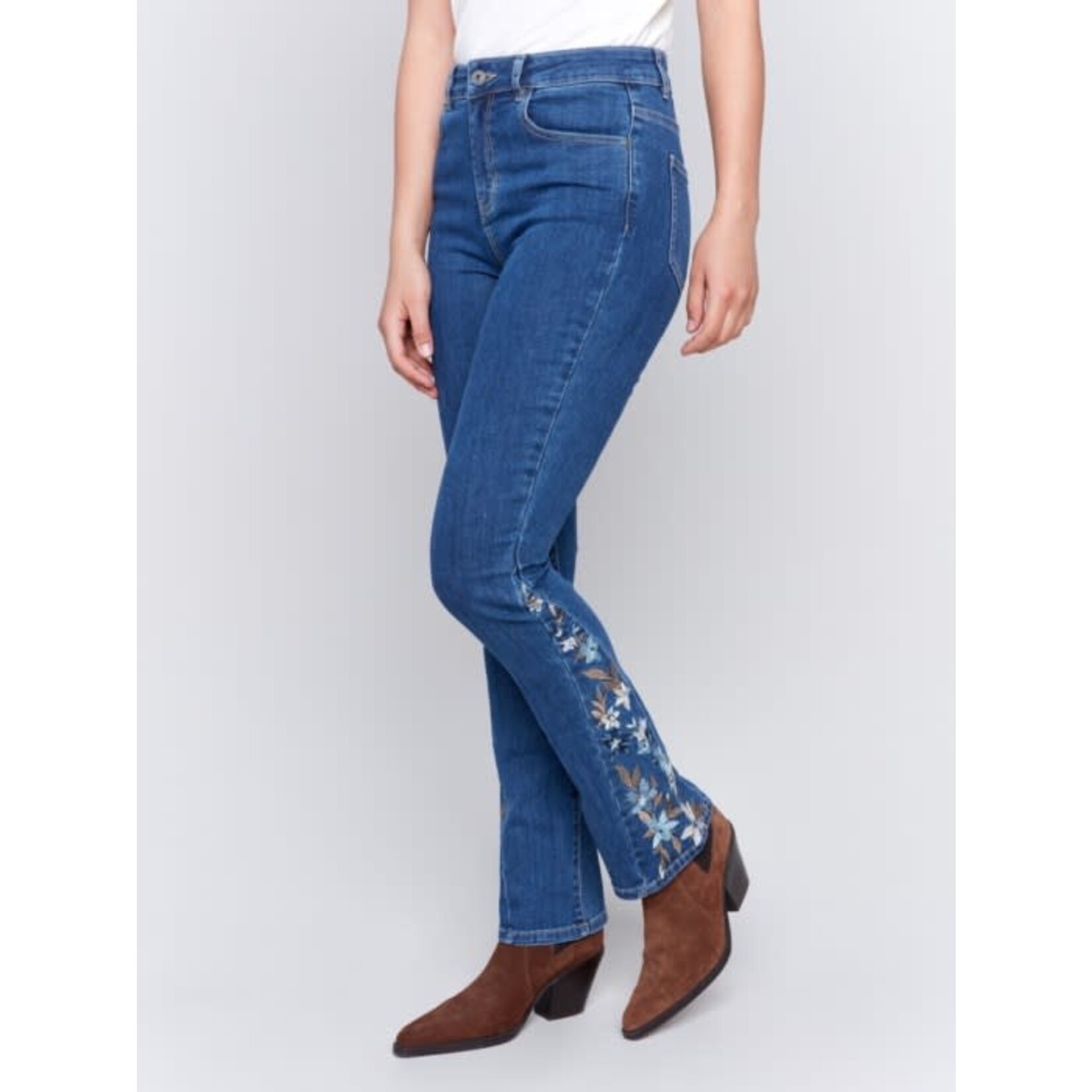 Charlie B Floral Embroidered Bootcut Jean