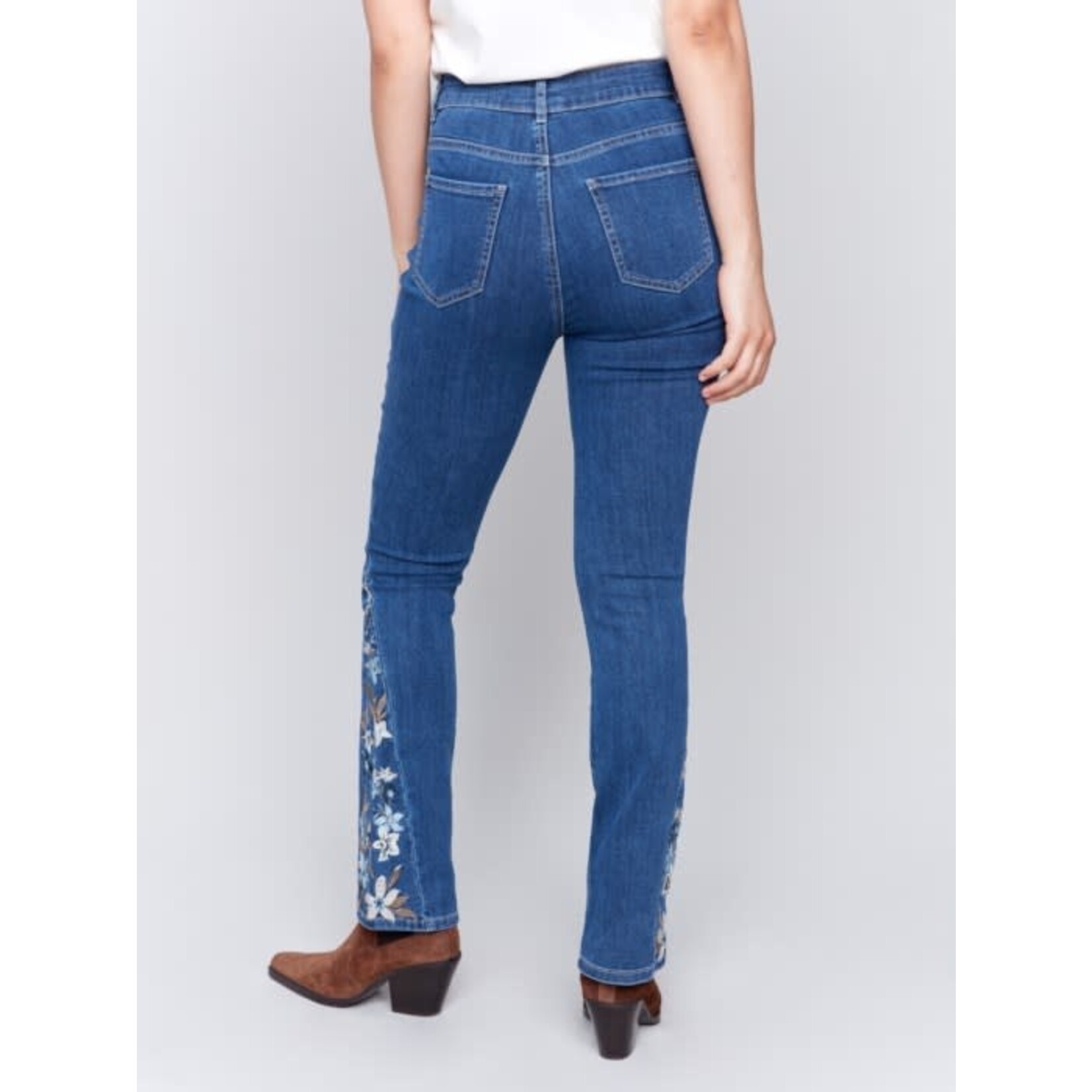 Charlie B Floral Embroidered Bootcut Jean