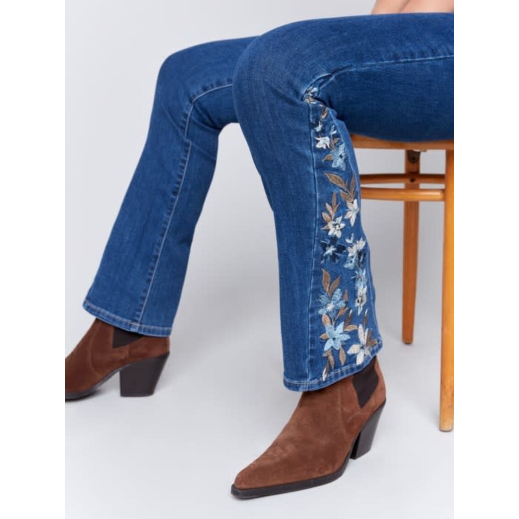 Charlie B Floral Embroidered Bootcut Jean