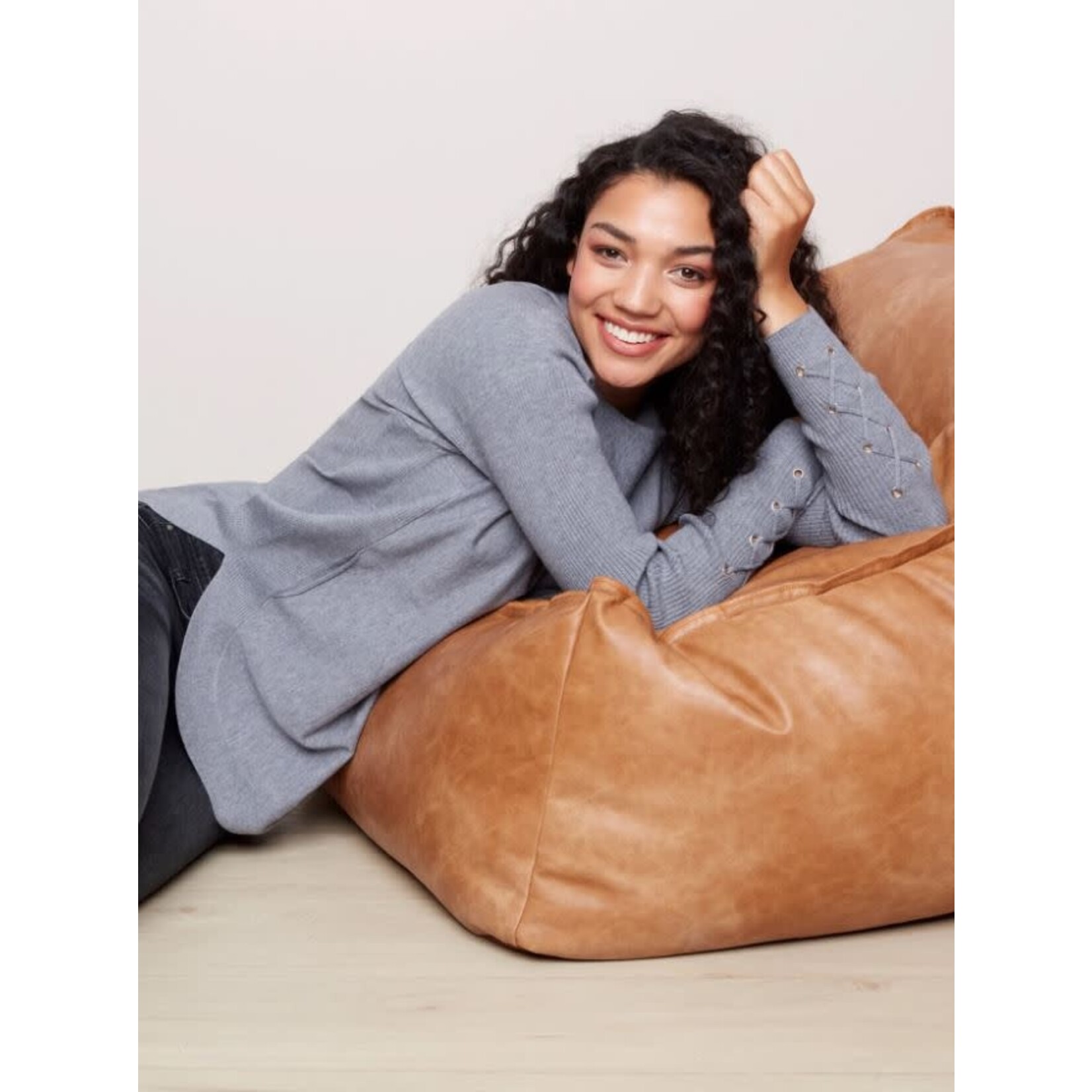 Charlie B Sweater With Criss Cross Sleeve