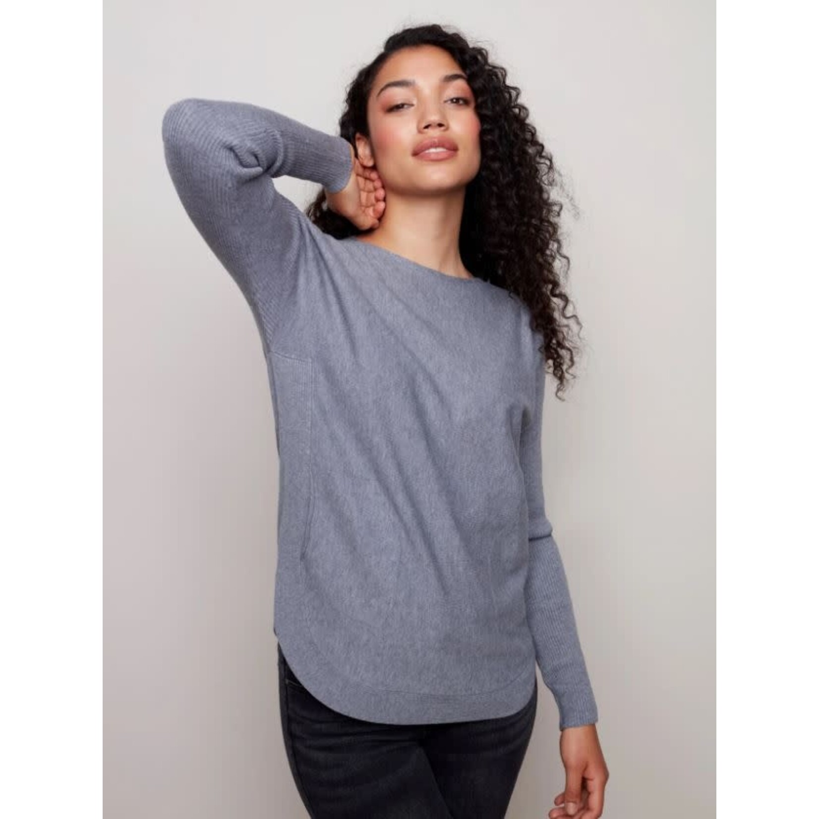 Charlie B Sweater With Criss Cross Sleeve