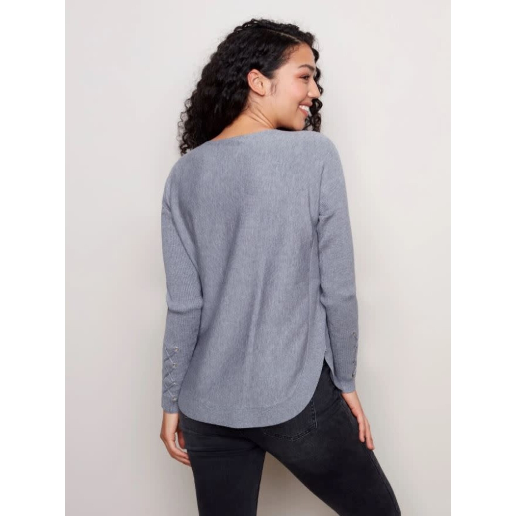 Charlie B Sweater With Criss Cross Sleeve