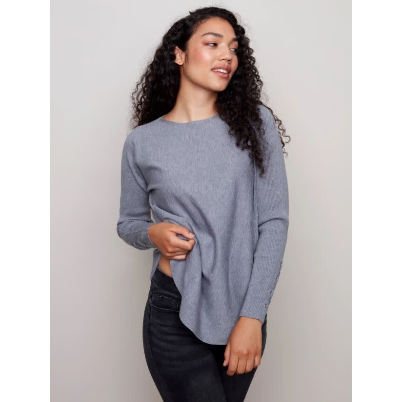 Charlie B Sweater With Criss Cross Sleeve