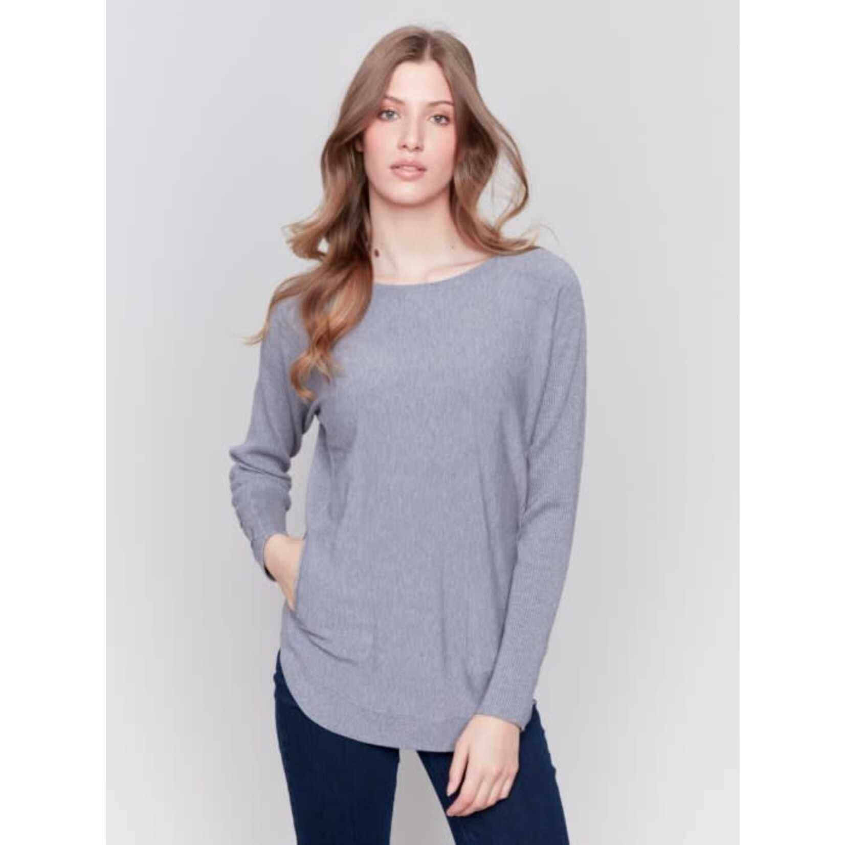 Charlie B Sweater With Criss Cross Sleeve