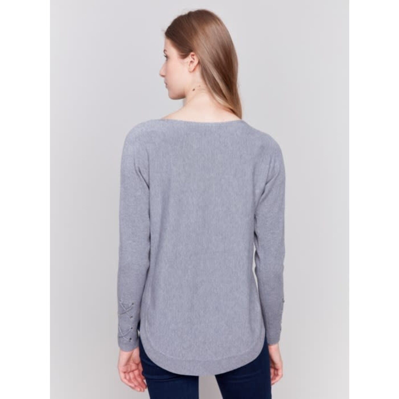 Charlie B Sweater With Criss Cross Sleeve
