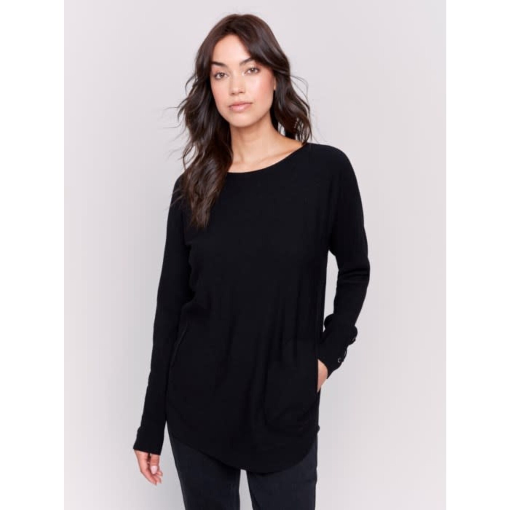 Charlie B Sweater With Criss Cross Sleeve