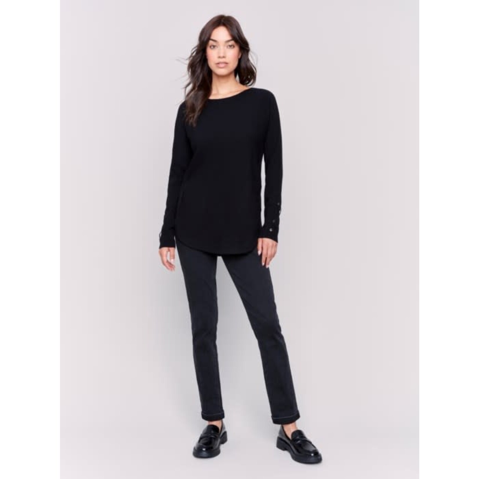 Charlie B Sweater With Criss Cross Sleeve