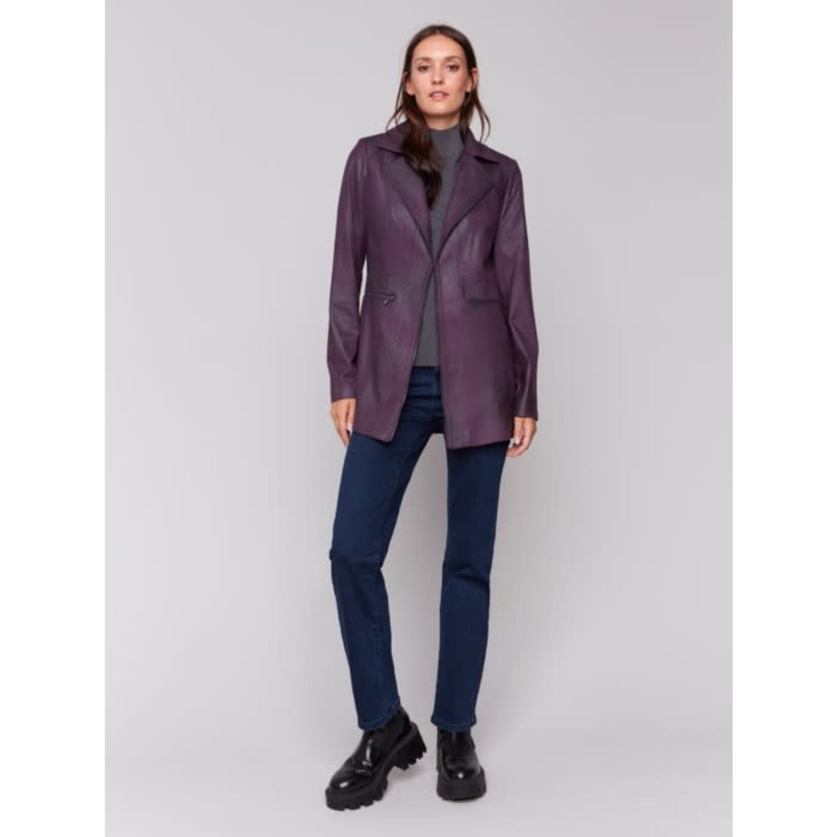 Charlie B Long Faux Suede Moto Jacket