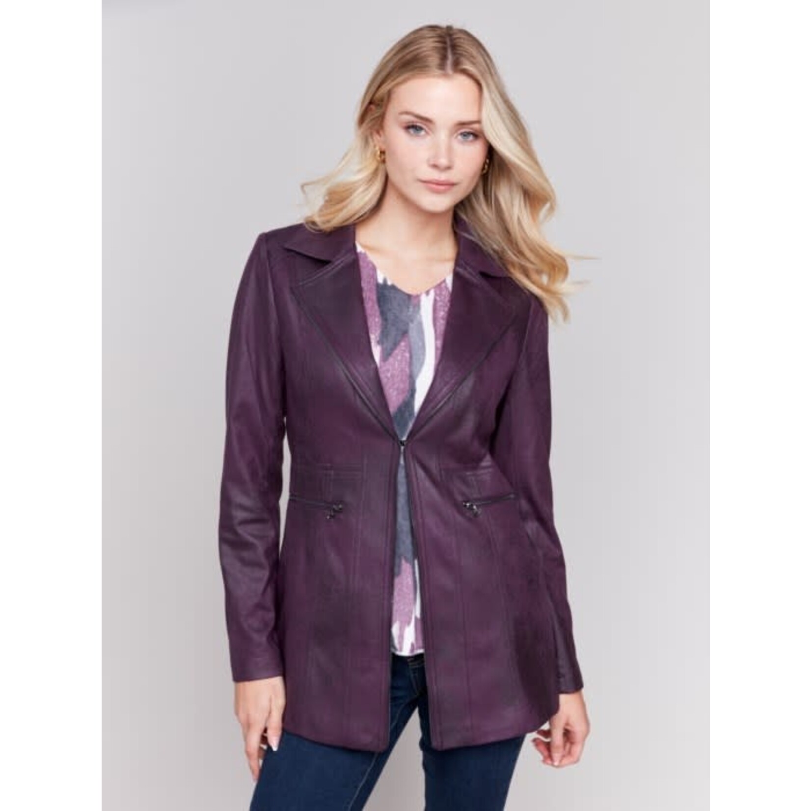 Charlie B Long Faux Suede Moto Jacket