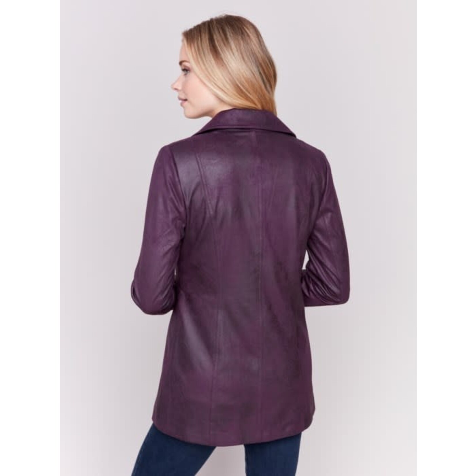 Charlie B Long Faux Suede Moto Jacket