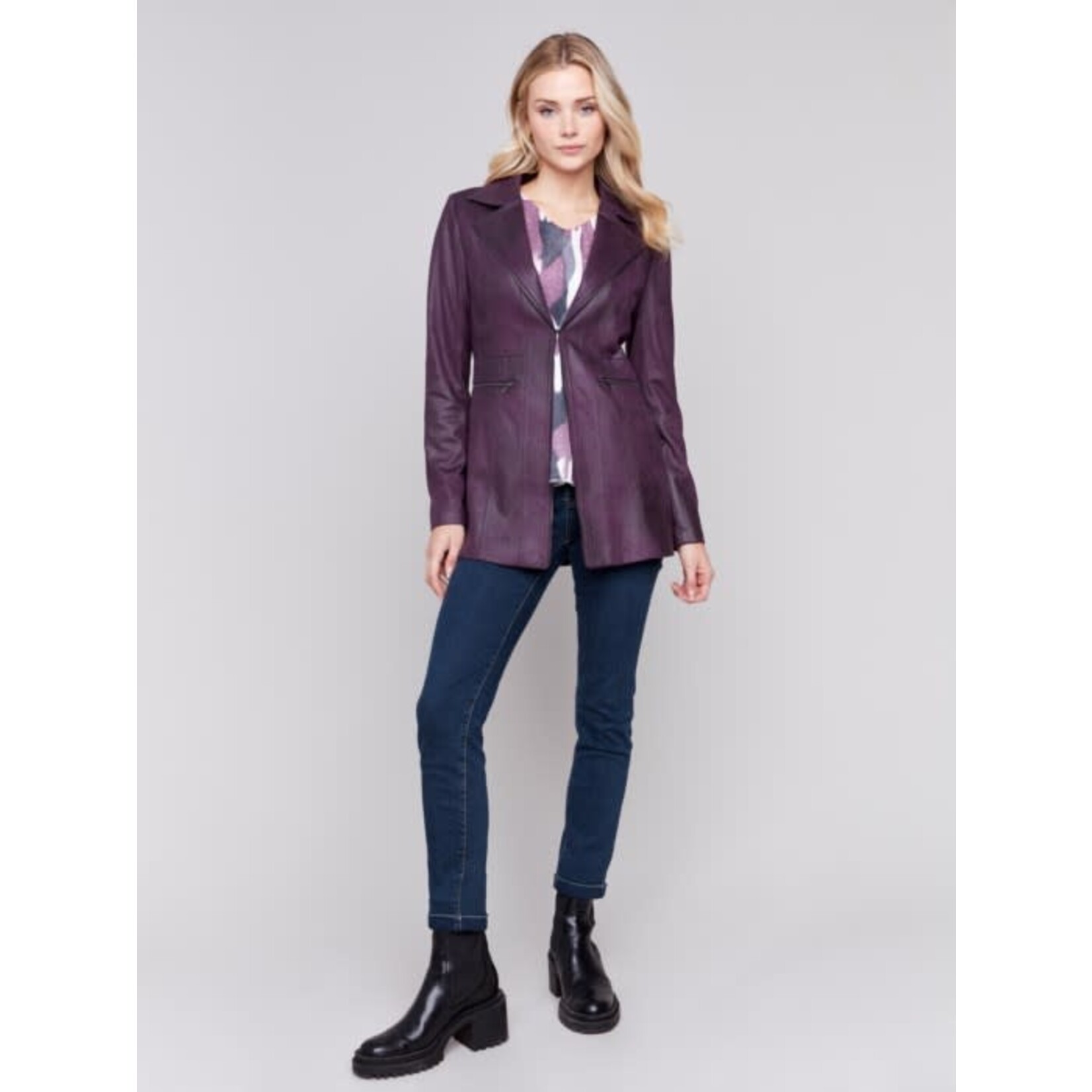 Charlie B Long Faux Suede Moto Jacket