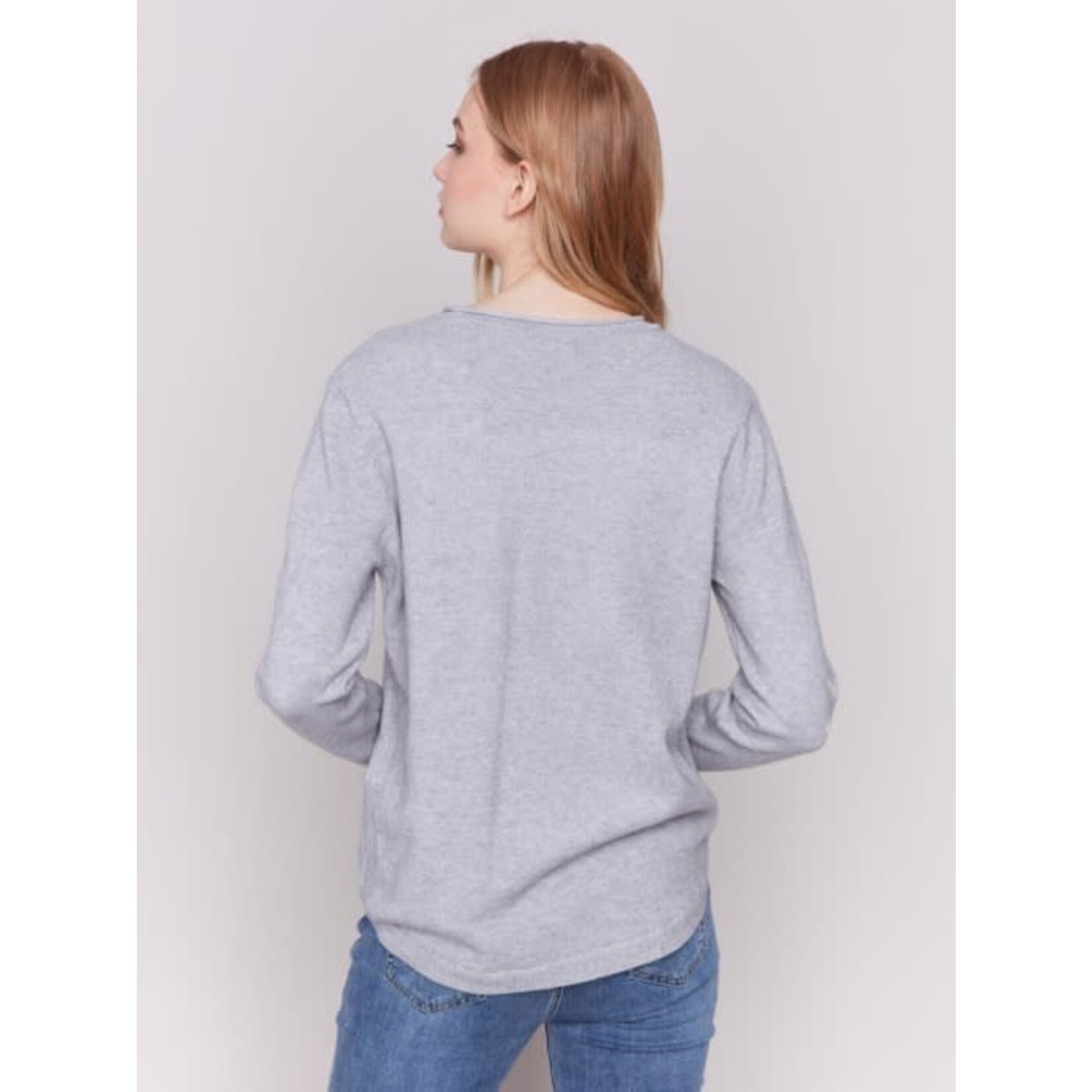 Charlie B Crew Neck Needle Punch Sweater