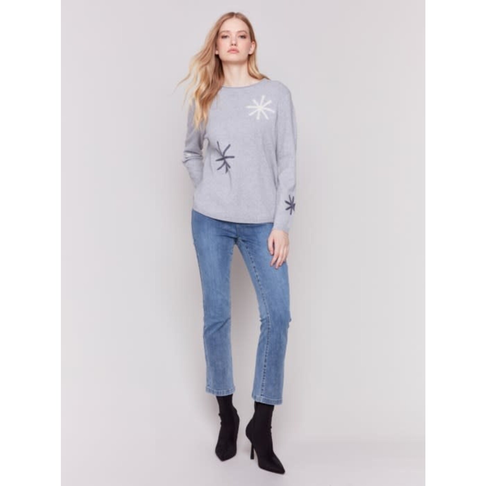 Charlie B Crew Neck Needle Punch Sweater
