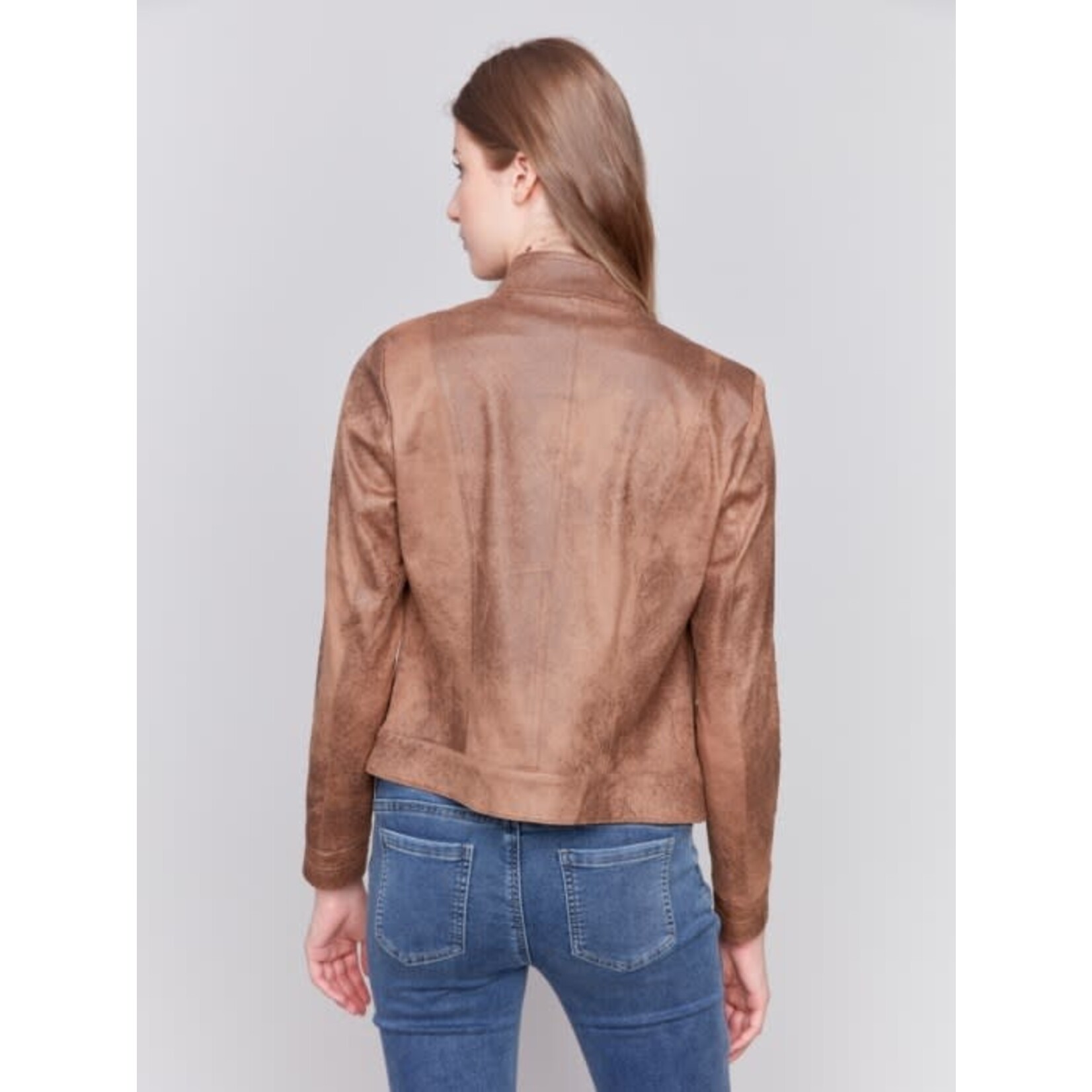 Charlie B Faux Suede Jacket With Zip