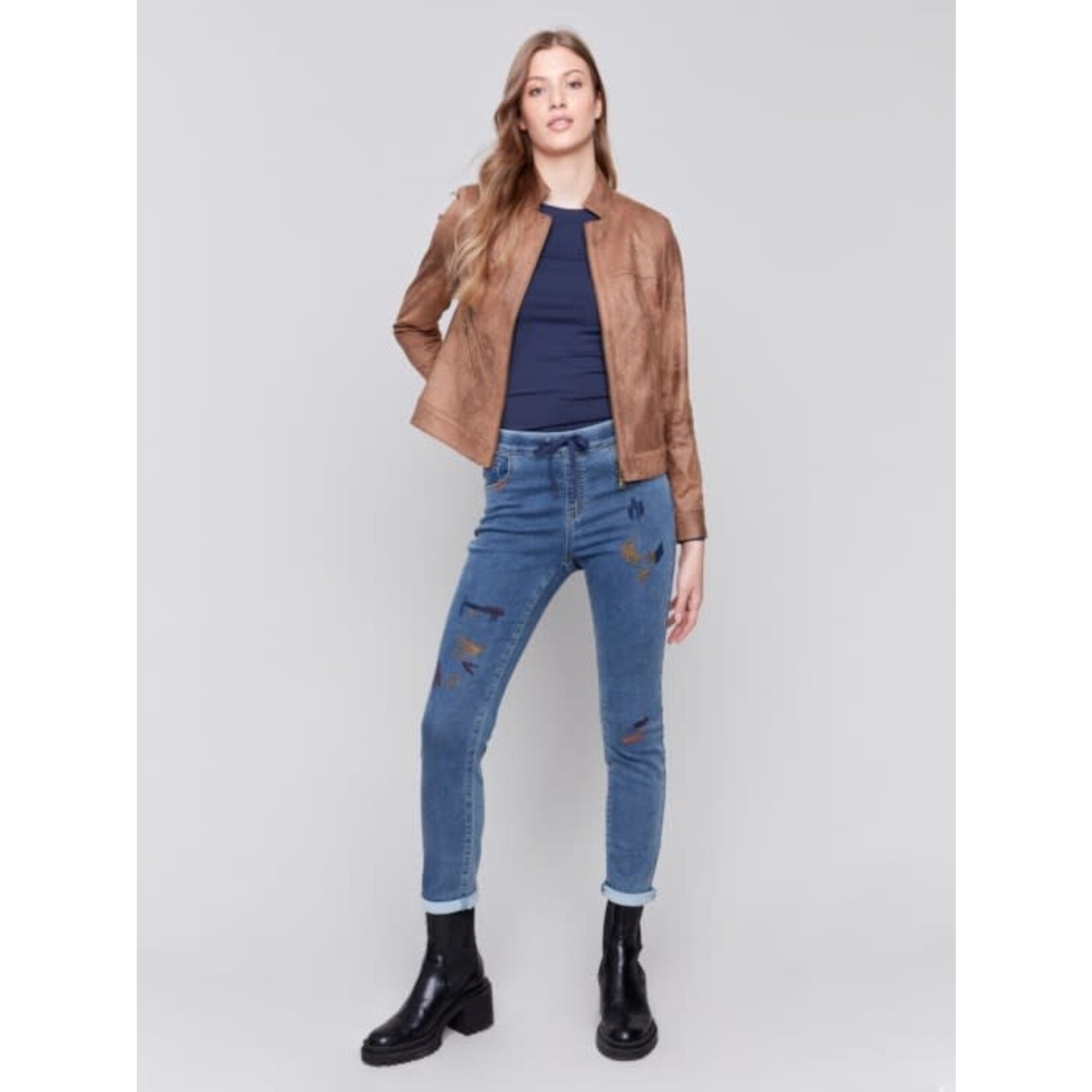 Charlie B Faux Suede Jacket With Zip