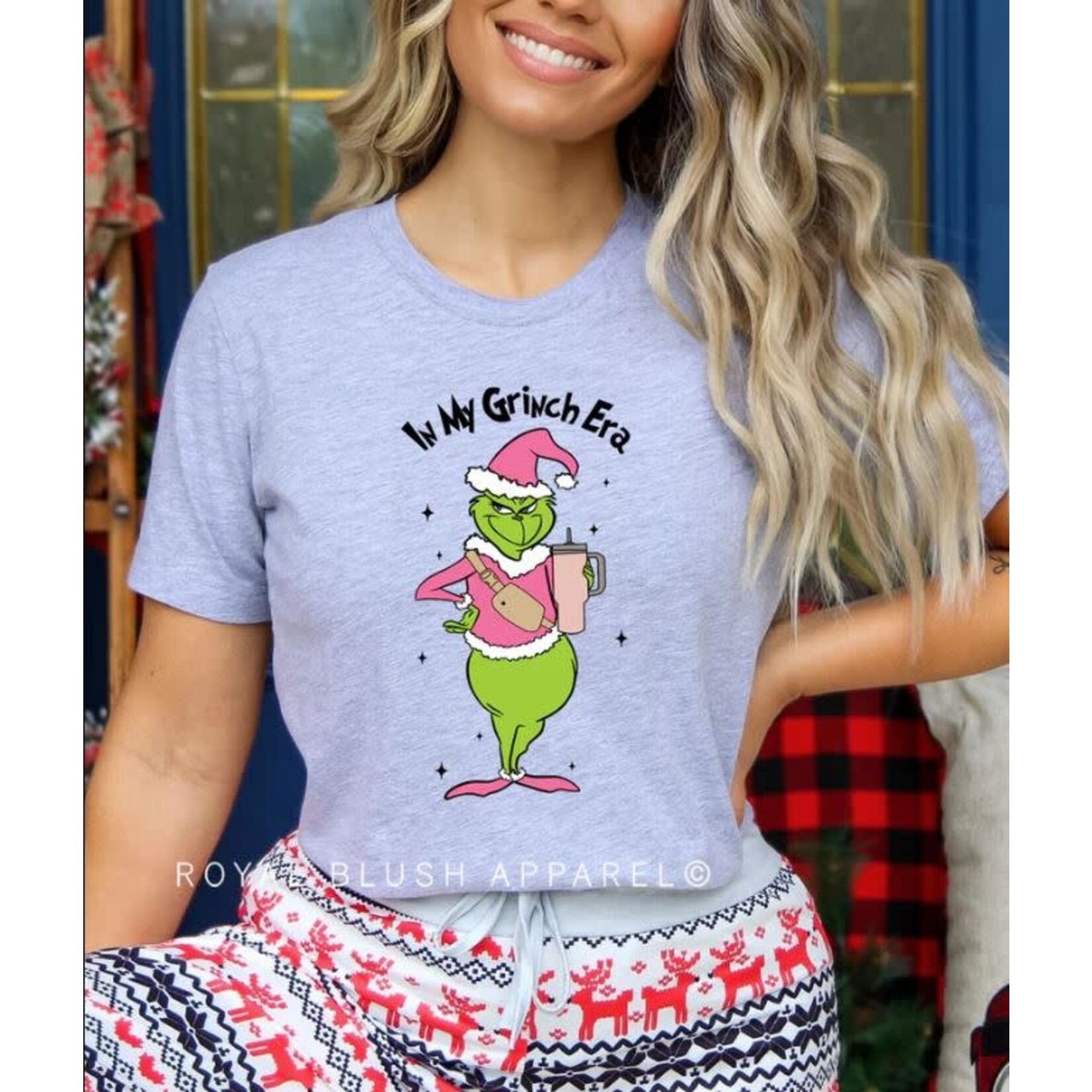 Royal Blush Pink In My Grinch Era T-Shirt Athletic Grey