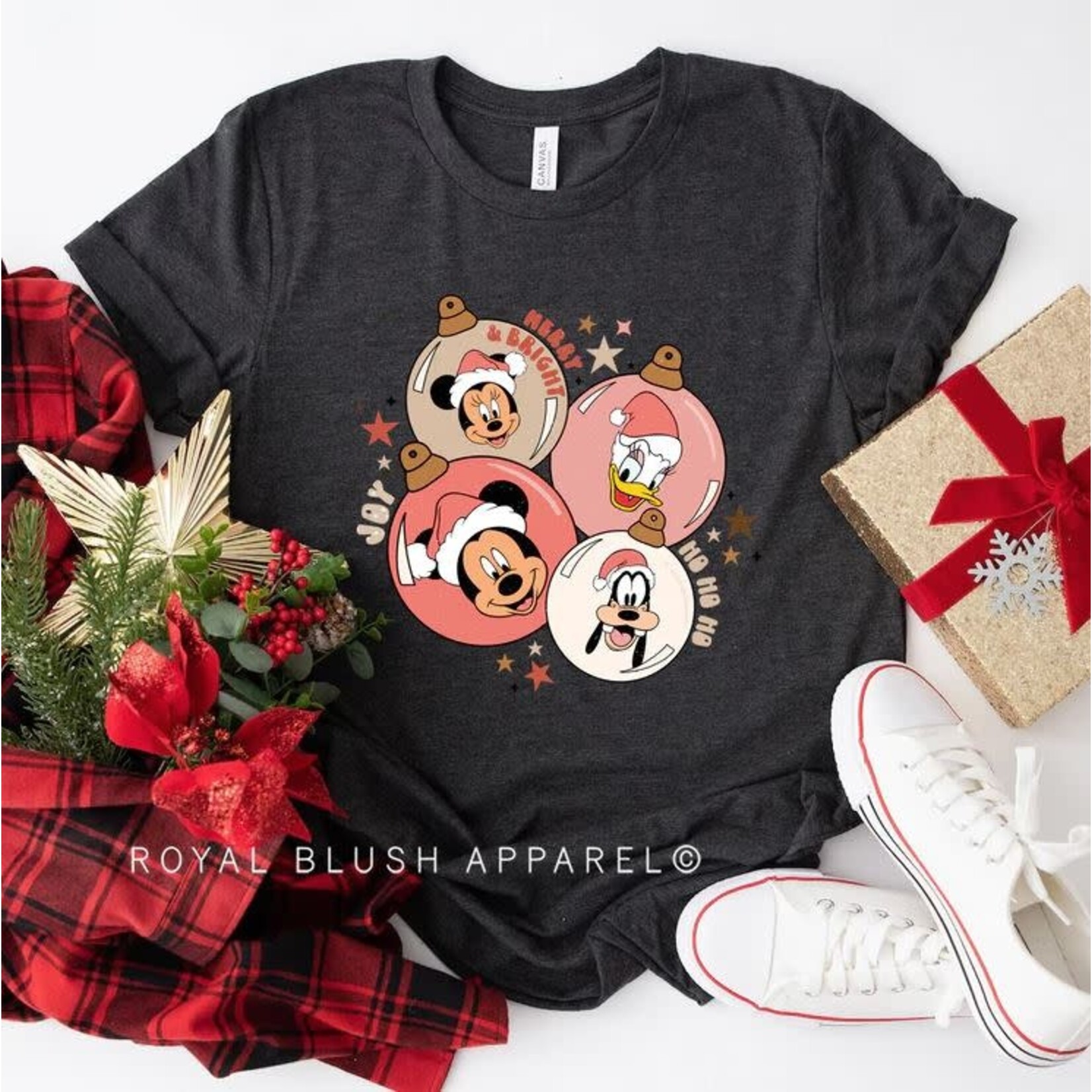 Royal Blush Coral Ornaments T-Shirt Dark Heather Grey