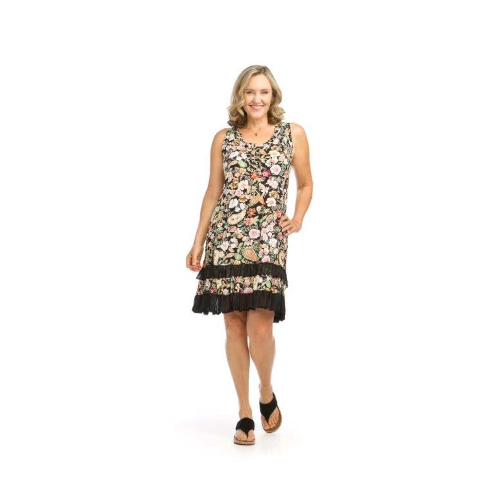 Papillon Floral Print Ruffle Hem Dress