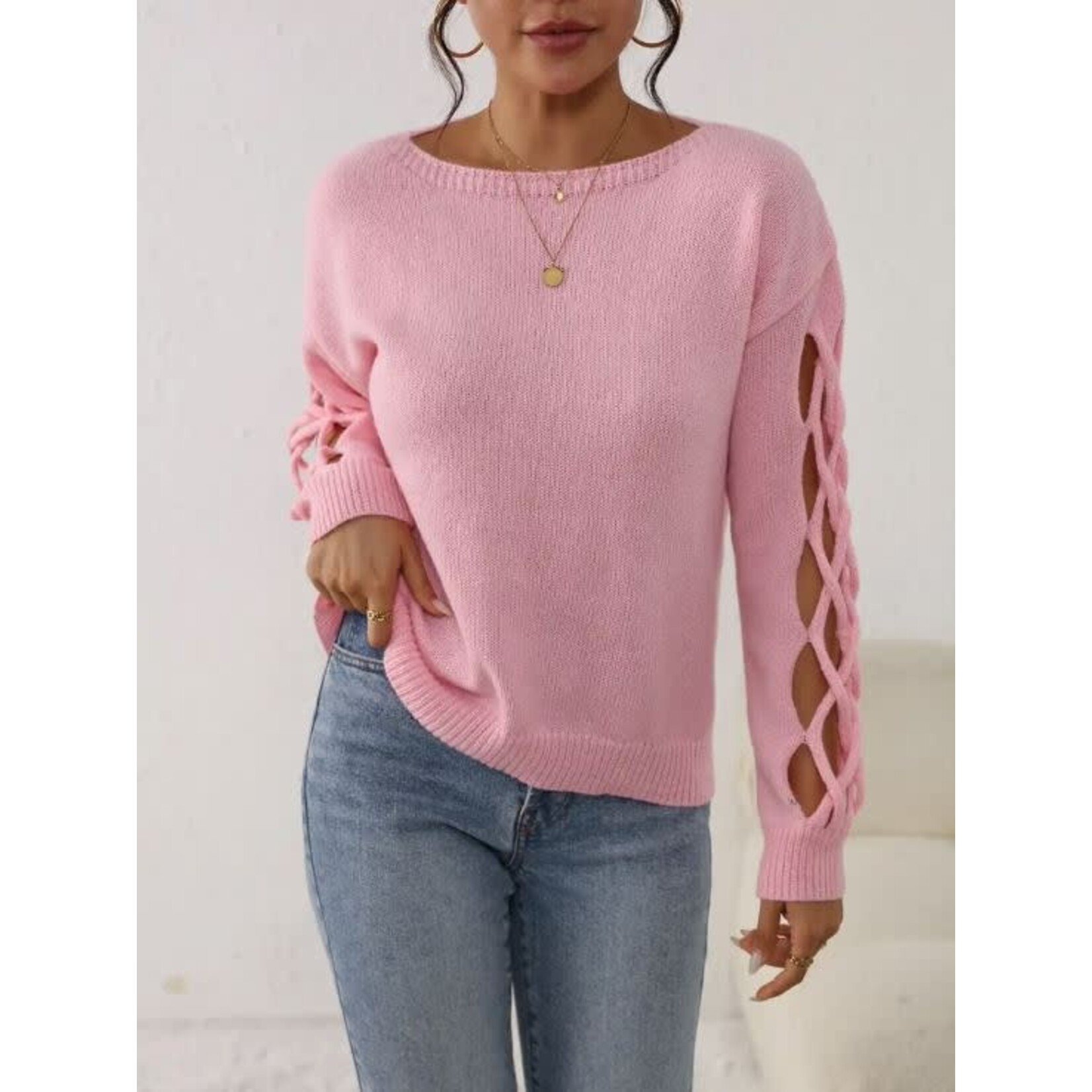 GGS Marti Sleeve Cutout Sweater Pink