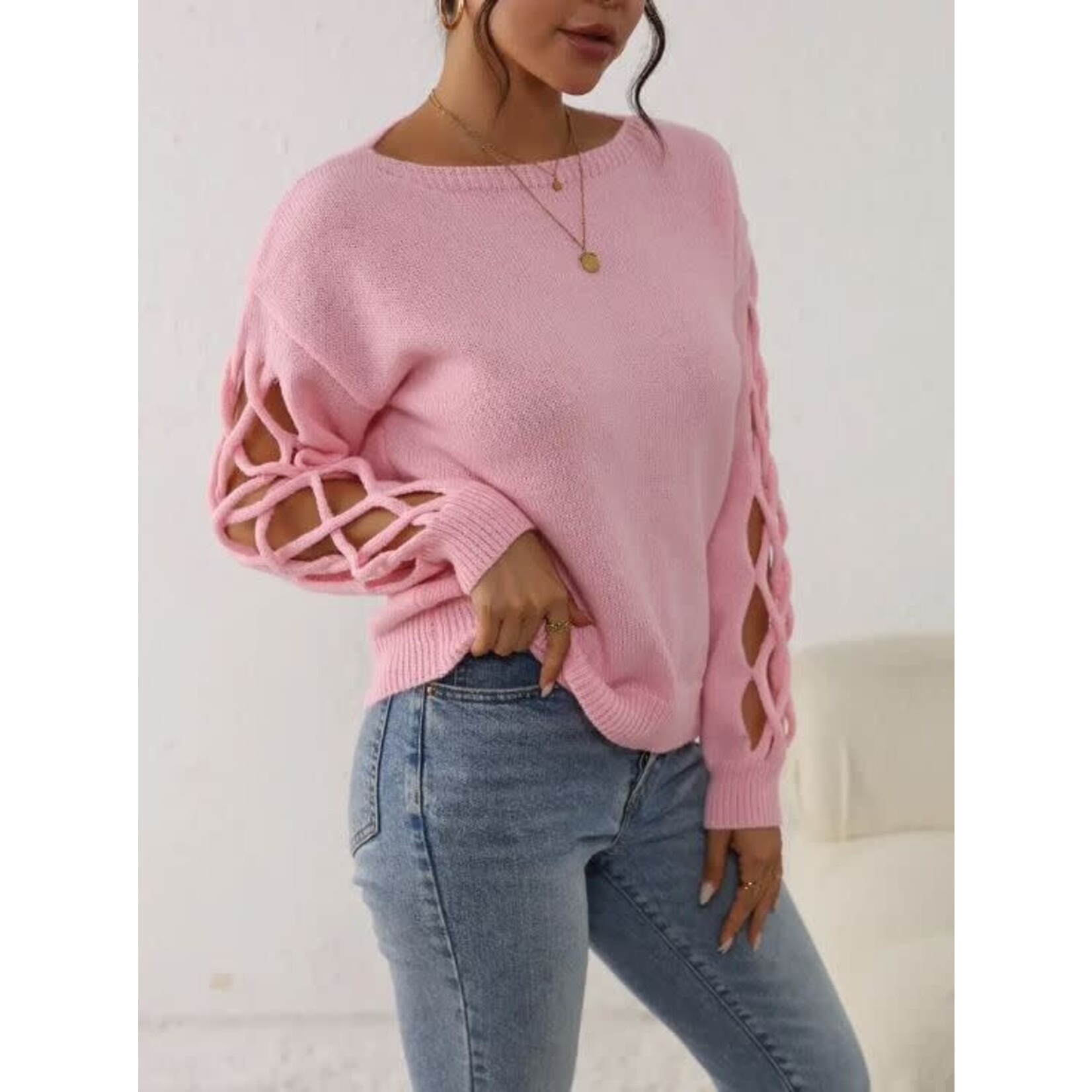 GGS Marti Sleeve Cutout Sweater Pink