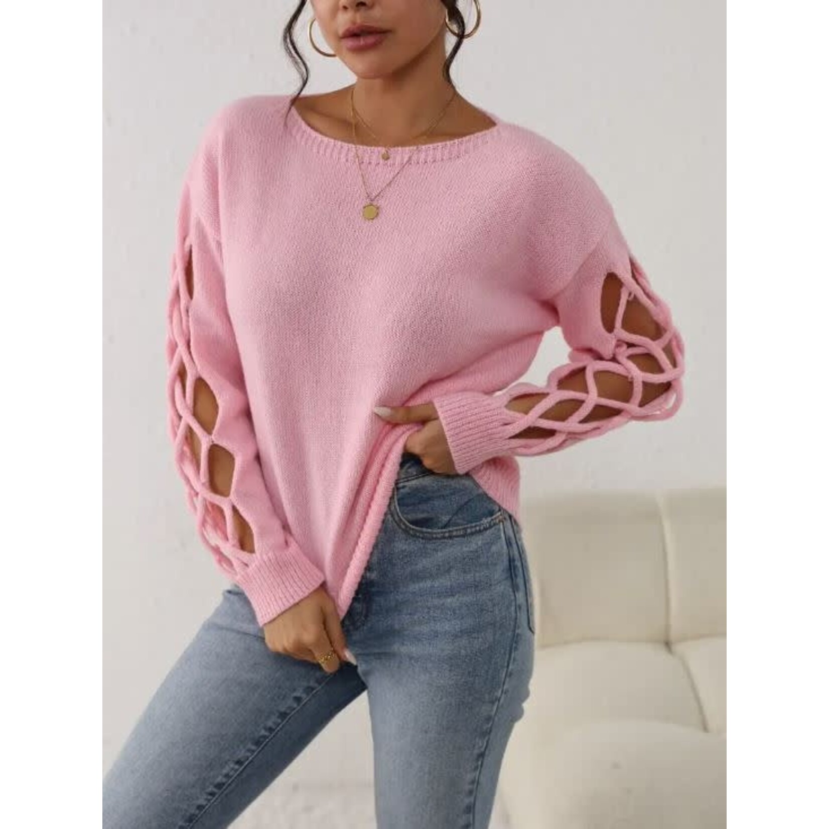 GGS Marti Sleeve Cutout Sweater Pink