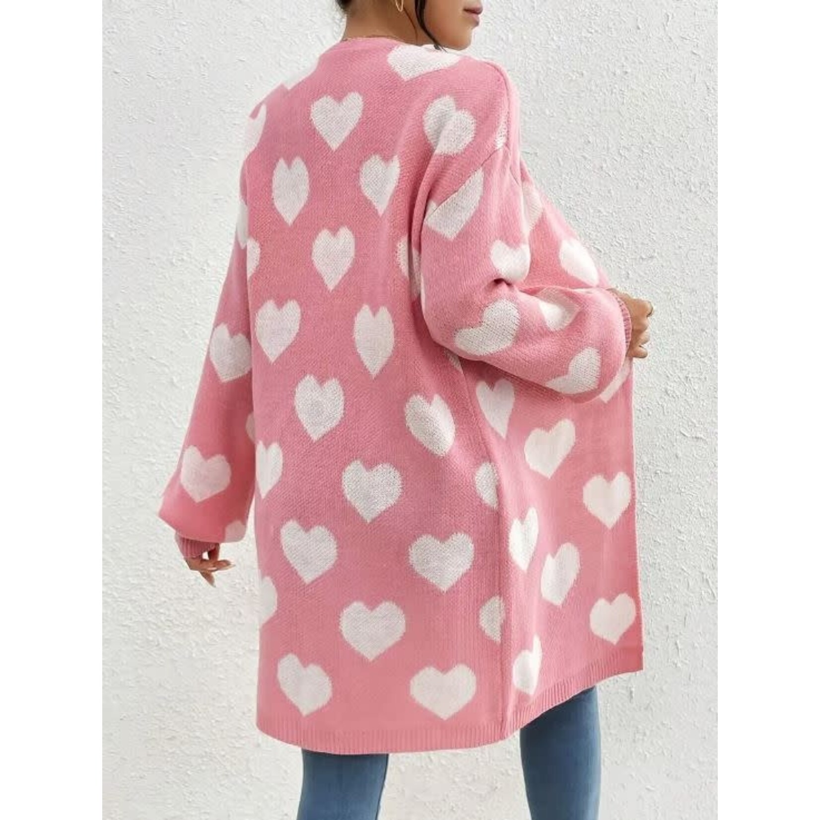 GGS Hearts Open Cardigan Pink