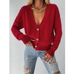 GGS Serena V-Neck Button Cardigan Red