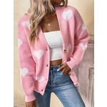 GGS Deena V-Neck Drop Shoulder Button Cardigan Pink