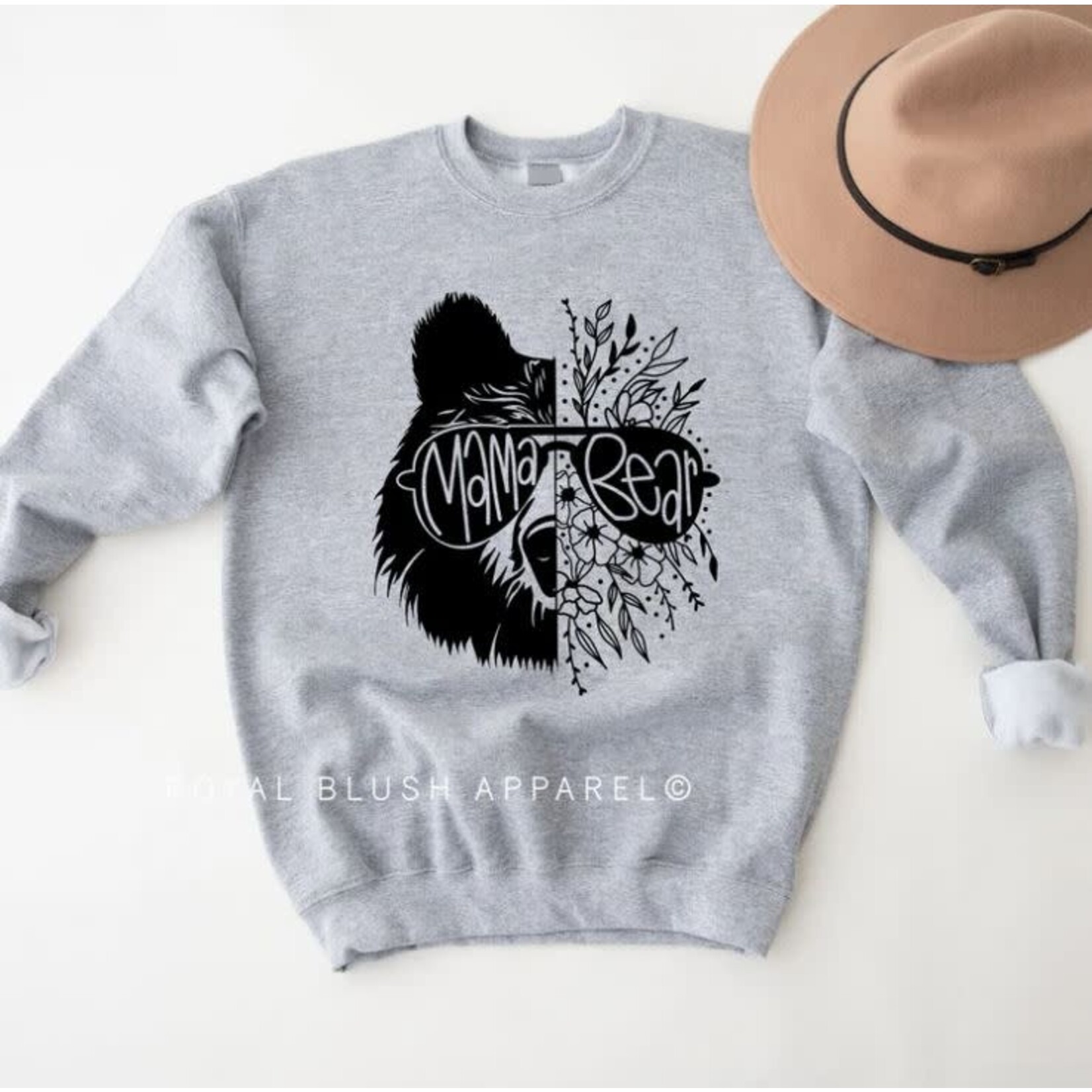 Royal Blush Mama Bear Sweatshirt Grey