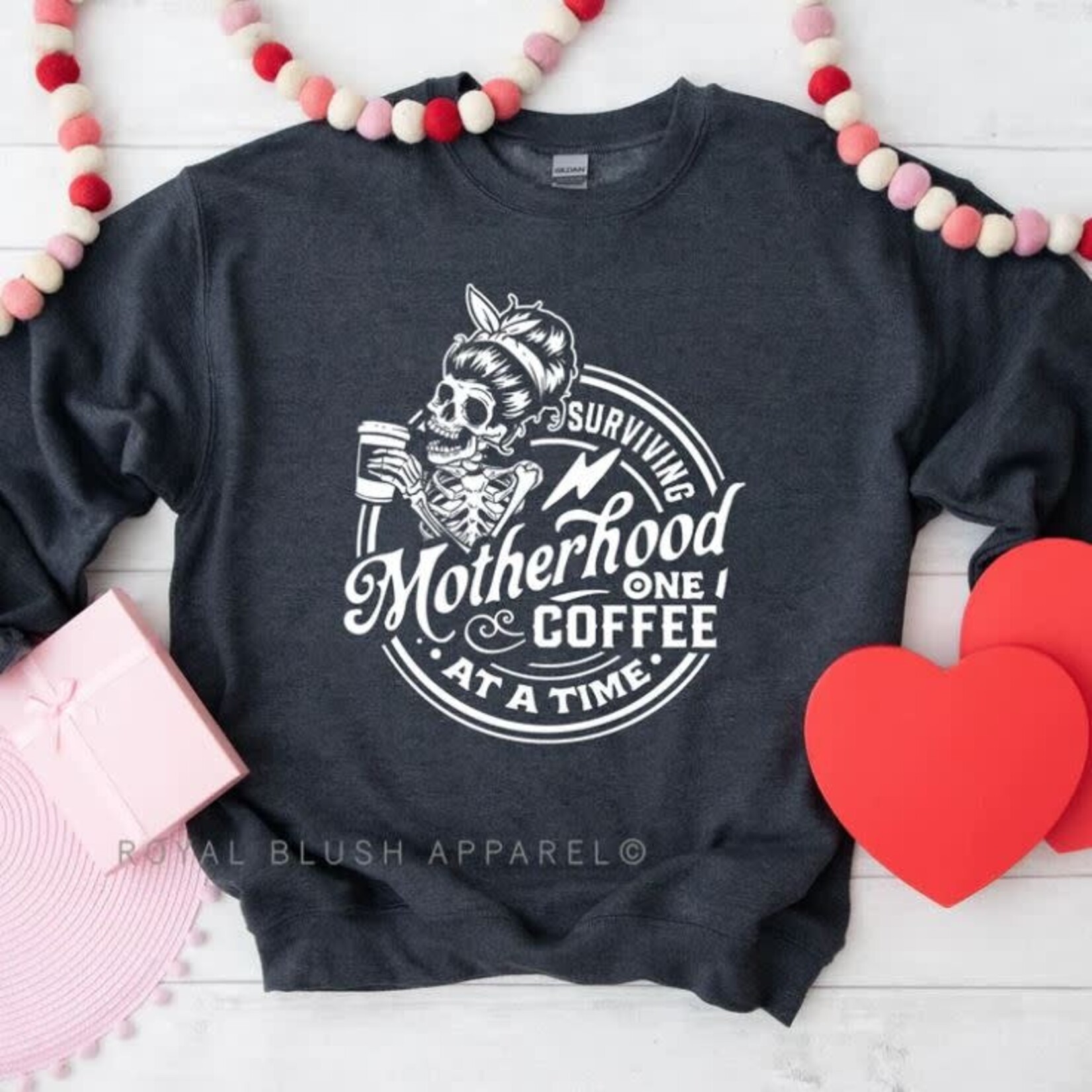 Royal Blush Surviving Motherhood Sweatshirt Dark Grey