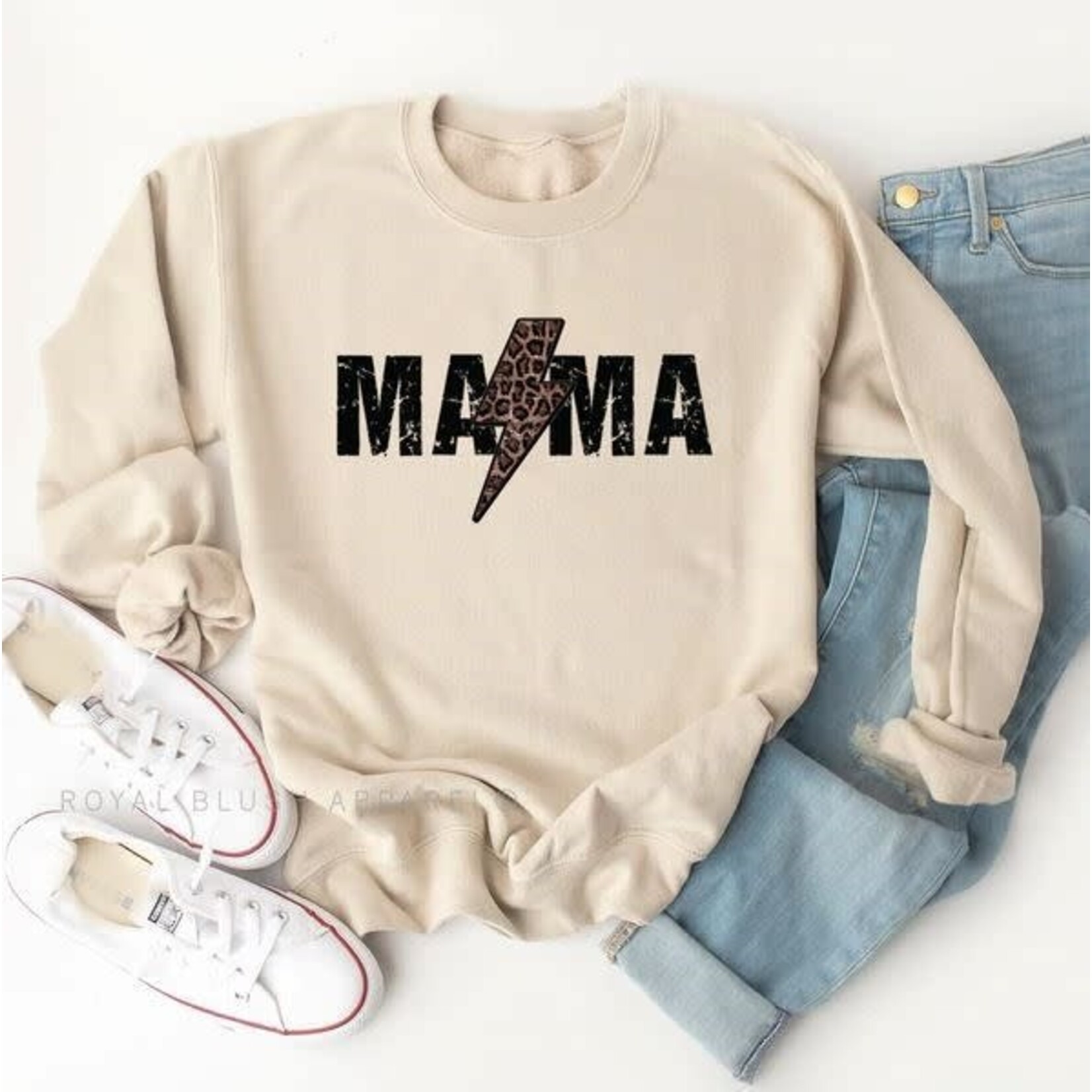 Royal Blush Mama Lightning Bolt Crew Sand