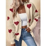 GGS Joanne Heart Print Button Cardigan Beige