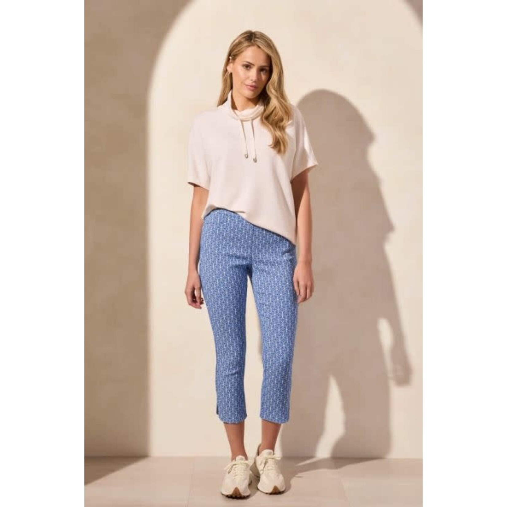 Tribal Short Sleeve Funnel Neck With Drawcord