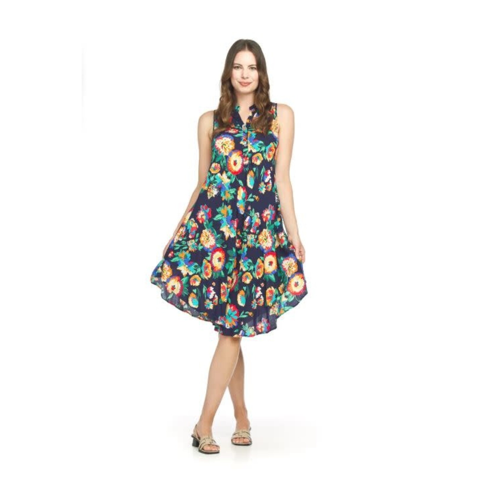 Papillon Abstract Floral Henley Swing Dress
