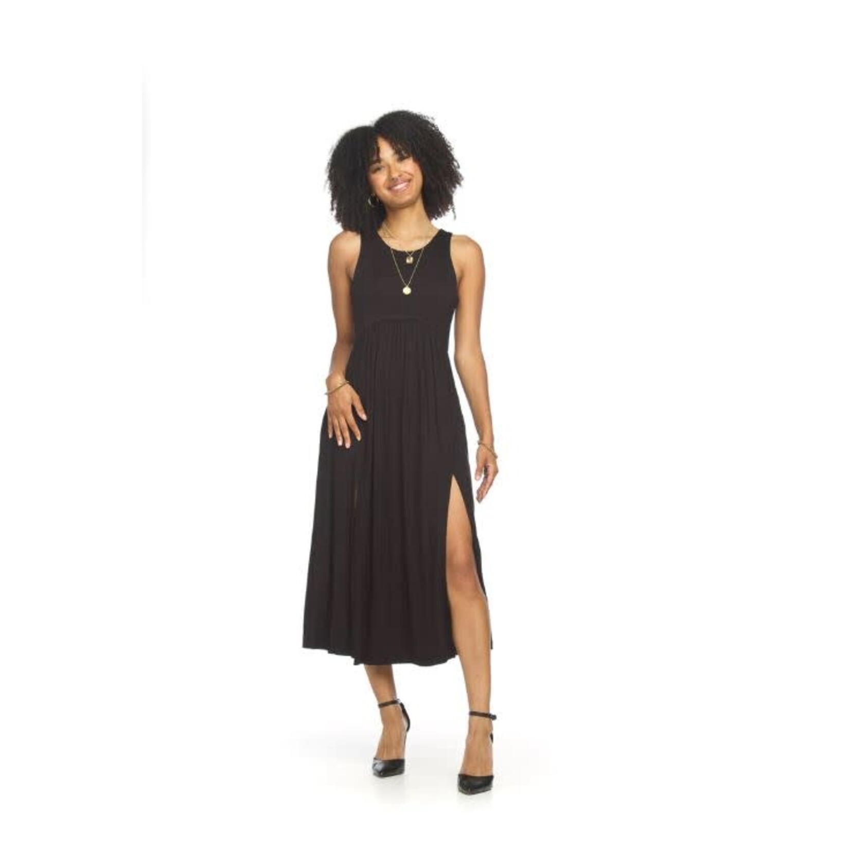 Papillon Stretch Tank Dress With Slits