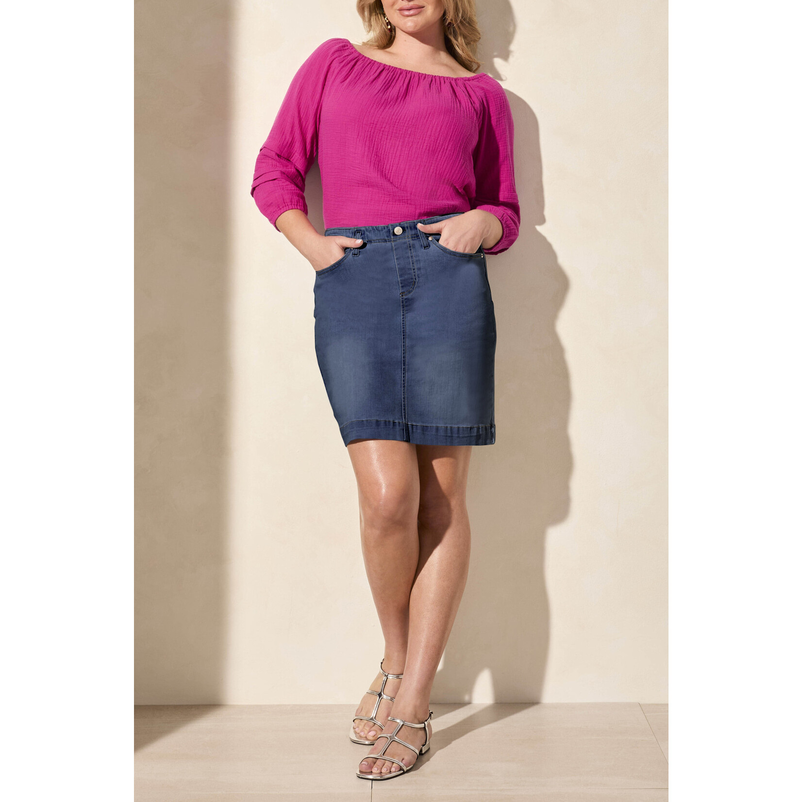 Tribal Pull On Denim Skort
